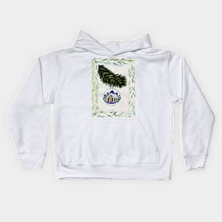 Branch of Christmas tree with ball Kids Hoodie